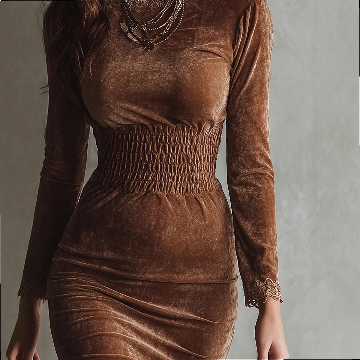 Velvet Dress Slim Fit Lace Evening Dresses for Women Spring Summer