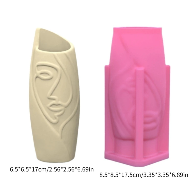 Handmade Half Face Flower Pots Mould Unique Half Face Vase Silicone Mold for Creating Flower Planter Home Ornaments