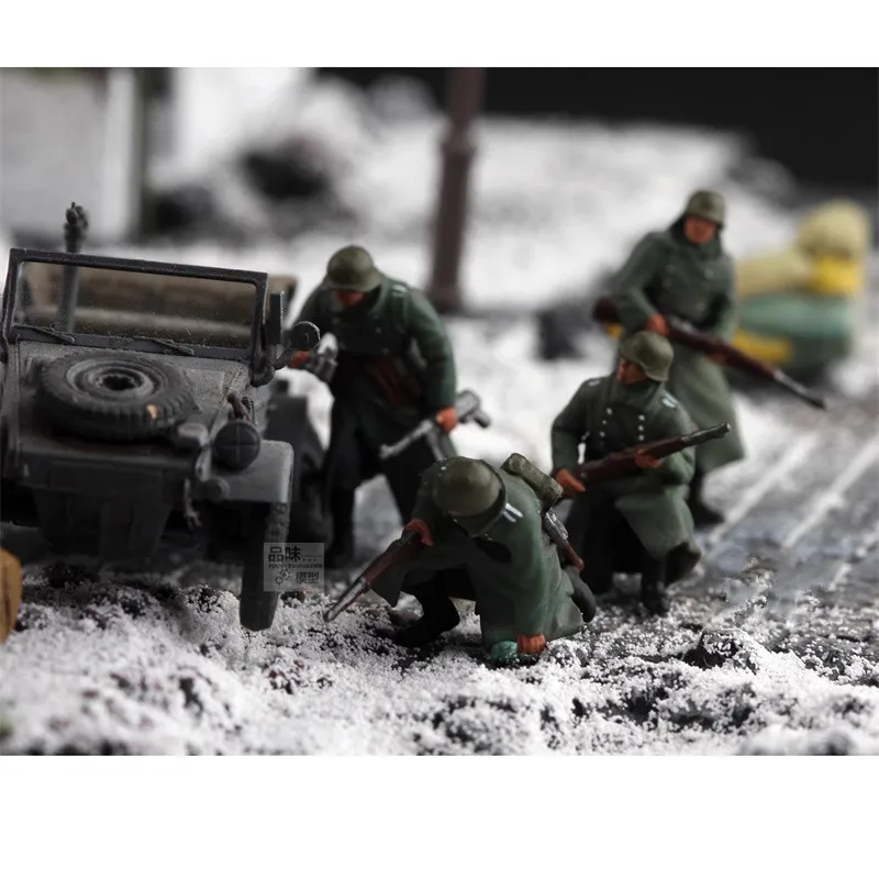 1:72 نموذج الراتنج رسمت 4 قطعة موسكو الشتاء الجنود المشاة الألمانية عمل الشكل DIY بها بنفسك المشهد ملحق جمع عرض الدمى #5