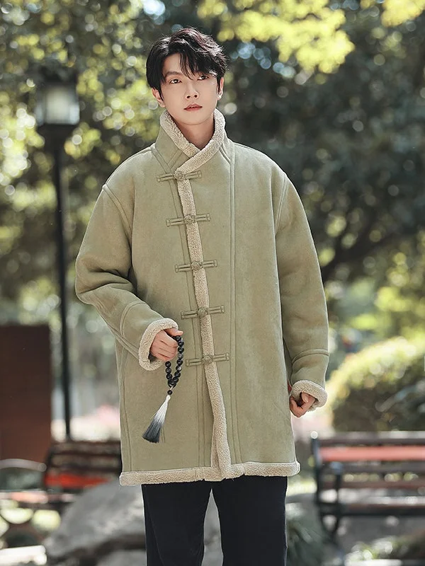 

Новое китайское утепленное хлопковое пальто для мужчин, длинное, с воротником-стойкой, в традиционном стиле Тан, деловое повседневное теплое верхнее пальто