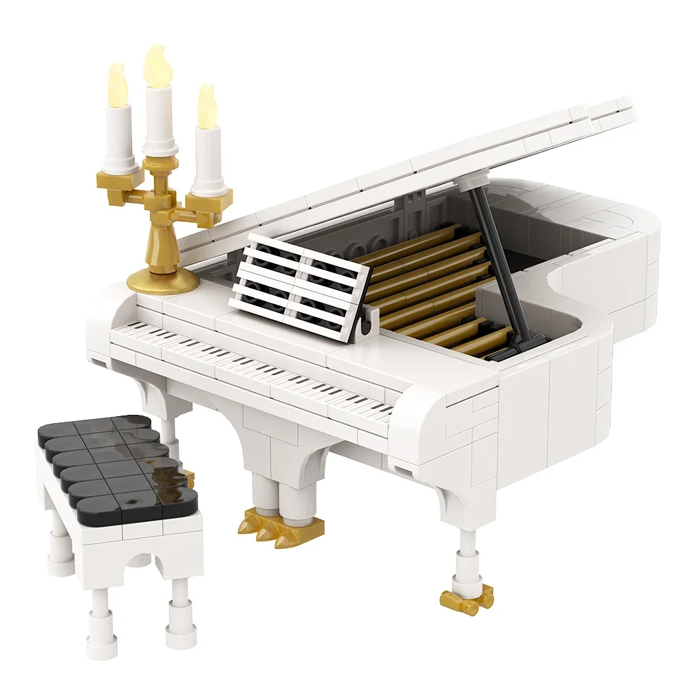 High Quality Saxophone Bricks White Piano Building Blocks Model MOC Trumpet With Working Pistons Assembly Toys Aldult DIY Gifts