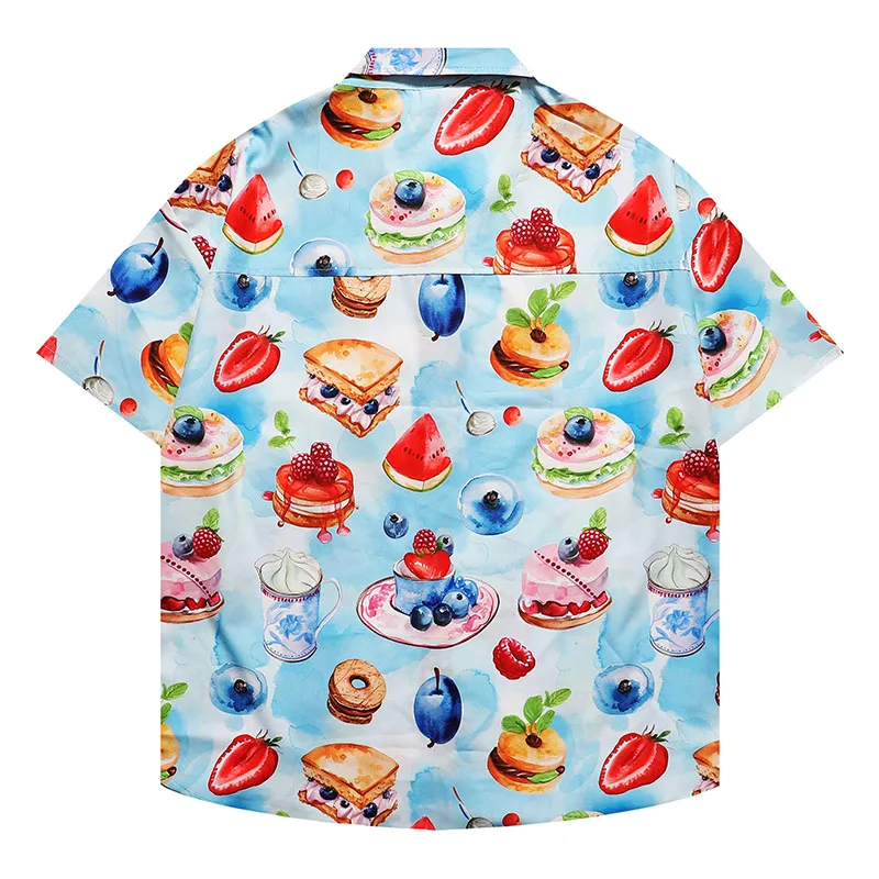 Men's Summer Shirts Various Small Cakes Print Cute Colourful Clothing Button Stylish Casual Tops Hawaiian Holiday Tops Unisex