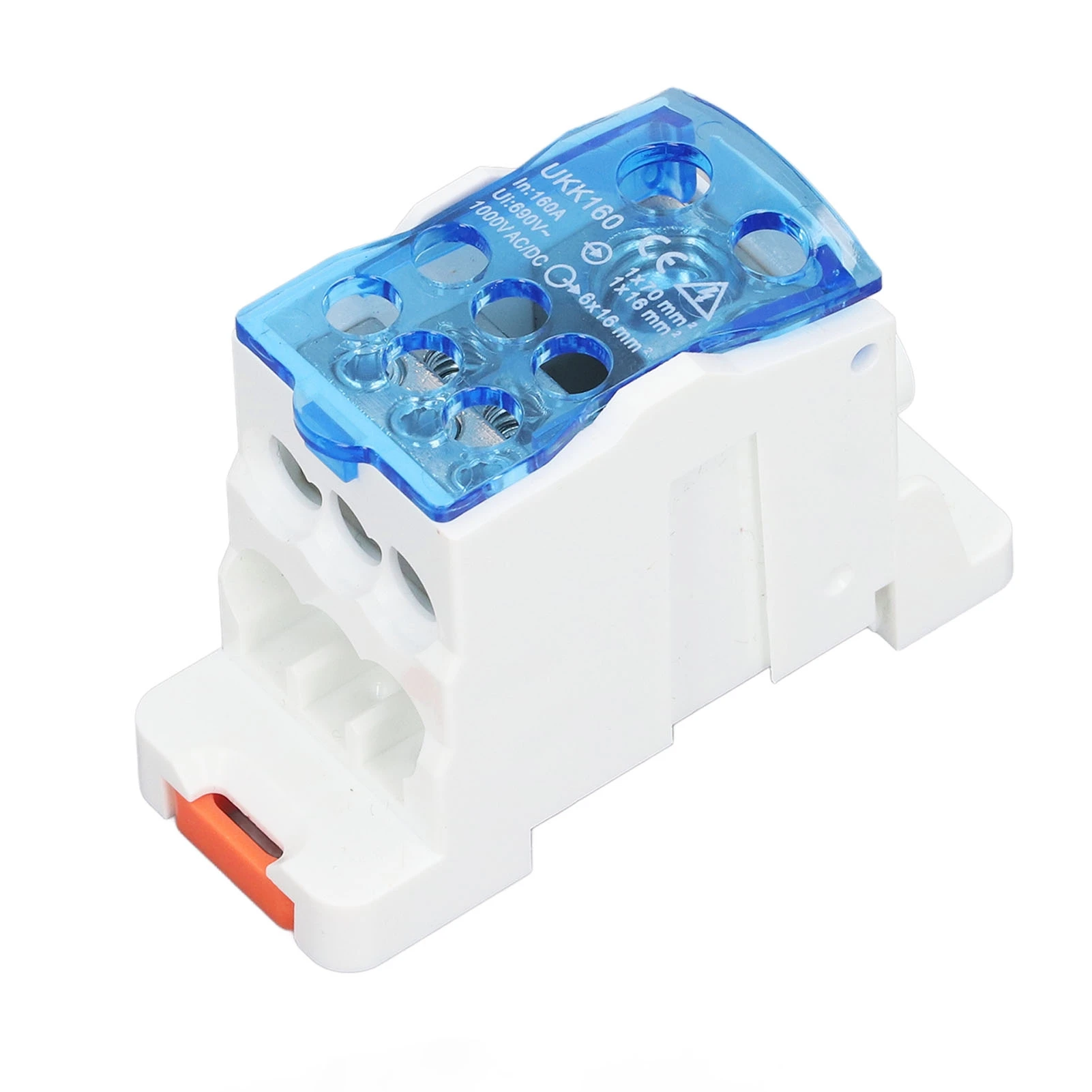 UKK160 Terminal Block Box DIN Rail Mount Single Pole Electric Wire Junction Box for Distribution Cabinet 1000V AC DC