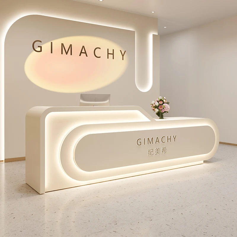Modern Cream-style Reception Desk Beauty Salon Yoga Studio Customer Consultation Front Desk Hotel Workbench Office Furniture FYR