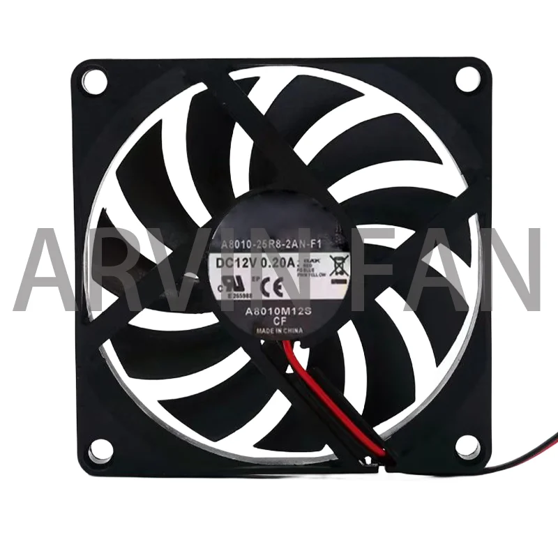 Ventilador de refrigeración, 8cm, 12V, 0.20A, 8010, A8010-25R8-2AN-F1