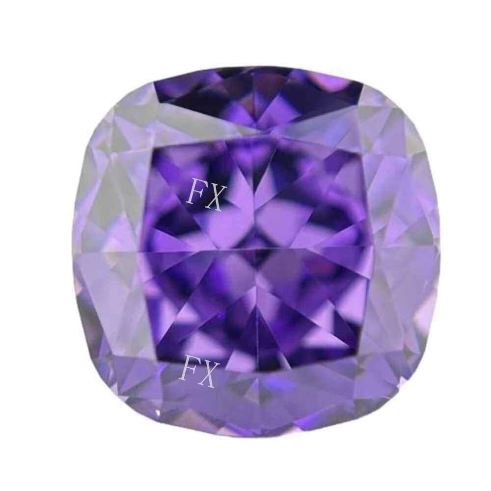 

6x6~12x12mm Top Quality Crushed Ice Cutting Cushion Shape Cubic Zirconia Violet Gemstone Loose Stone For Jewelry Rings Making