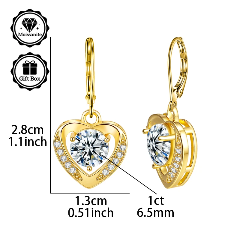 

LAMVOICE Jewelry for women, S925 sterling silver moissanite earrings, Christmas day gifts for her,j ewelry with gift box