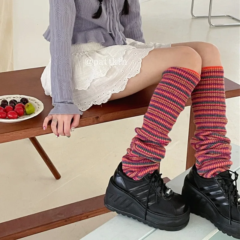 Spicy Girl Stripe Loose Socks Women Lolita Cosplay Knee Warmers Maid Leg Sleeve Cute Sexy Stocking