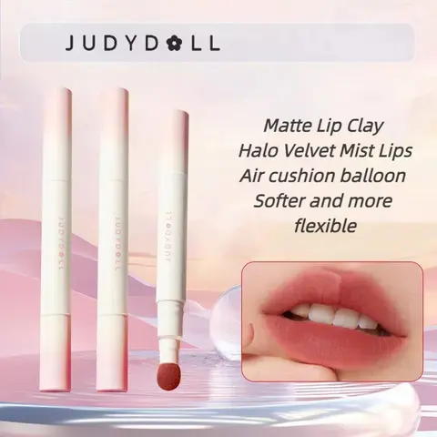 Judydoll 푹신한 벨벳 소프트 립 글레이즈 리퀴드 립스틱 크림, 누드 매트 로즈 레드 안료, 방수 오래 지속되는 입술 화장품