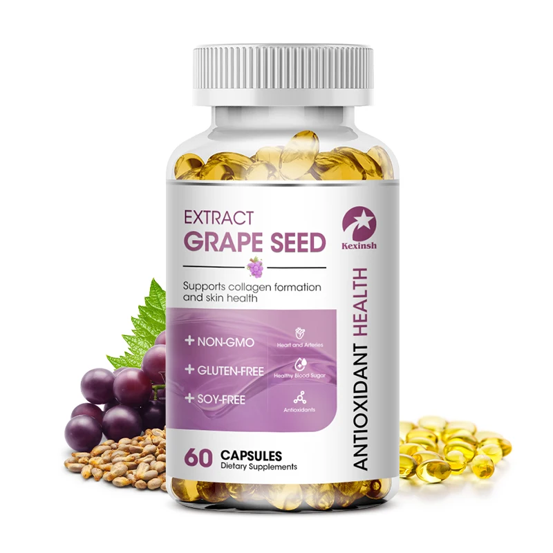 Kexinsh Grape Seed Capsules Grape seed Extract Antioxidation,Anti-oxidation, Anti-aging, Promote Skin Health, Reduce Wrinkles
