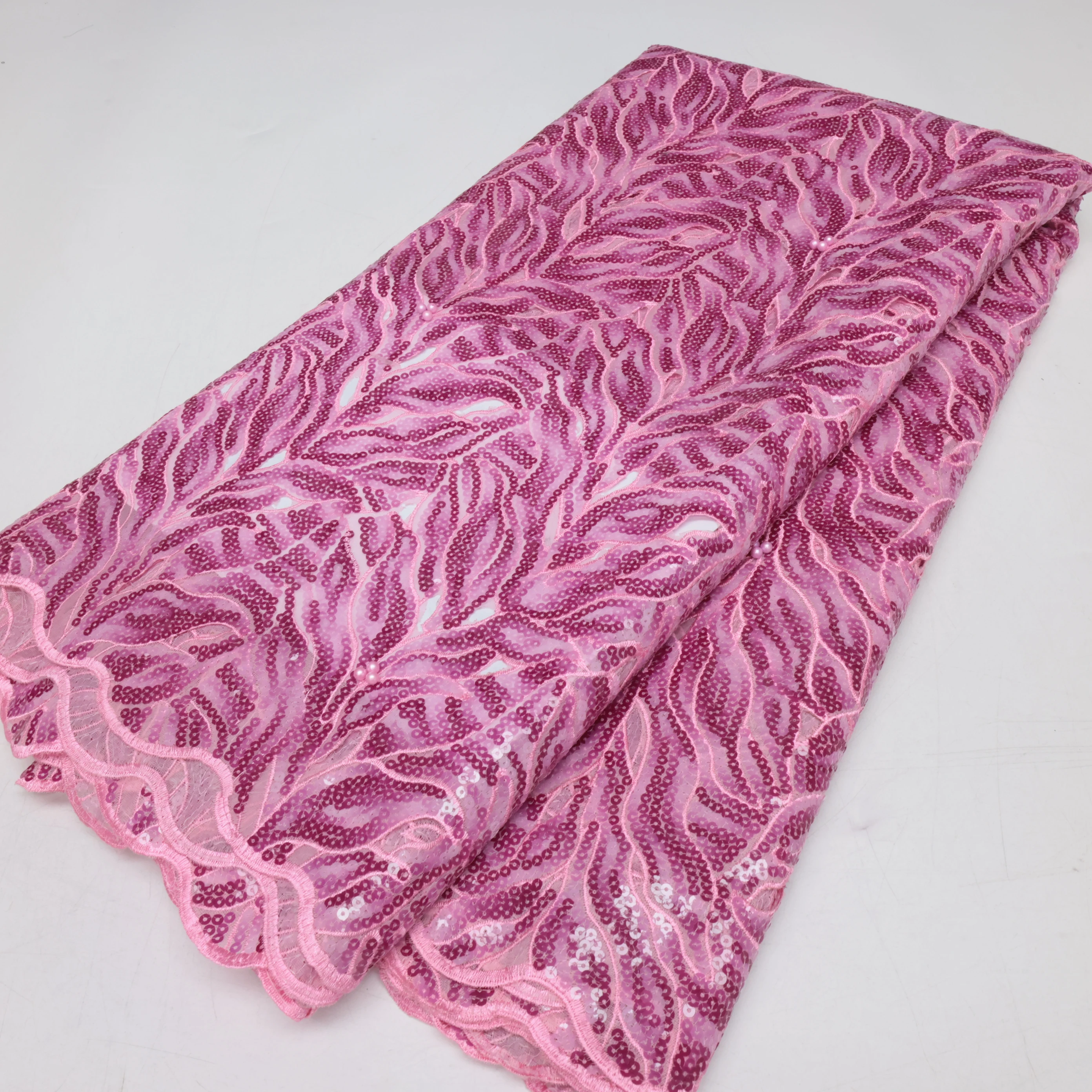 

Wholesale 2025 African Nigerian High Quality Guipure Embroidery Organza Tulle Lace Fabric Party Gown Dress Sequins Wedding 5Yard