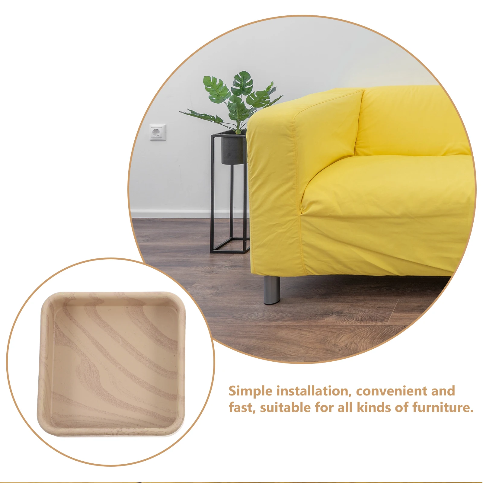 4pcs Wood Grain Furniture Leg Pads Plastic Floor Protectors Anti-Slip Chair Bed Frame Coasters Wheel Stoppers Home Decor