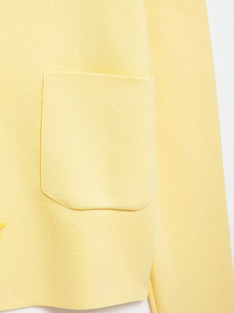 French Elegant Women's Shirt Bead Flower Buttons Short Cardigan Chic Knitted Cardigans For Women Long Sleeve Office Lady Coat