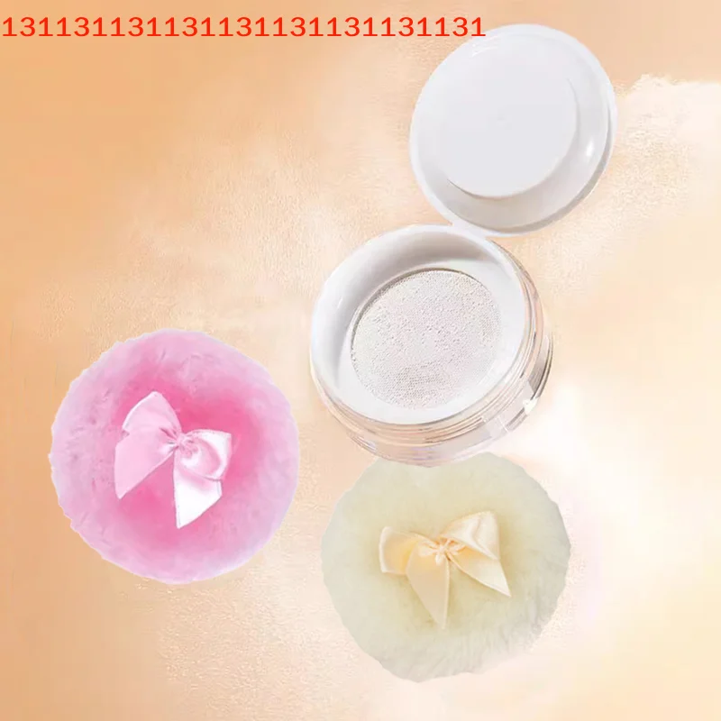 Profesjonalna pluszowa gąbeczka do makijażu z kokardką, okrągła, miękka, puszysta, do pudru sypkiego, urocza gąbeczka do podkładu, narzędzie kosmetyczne.