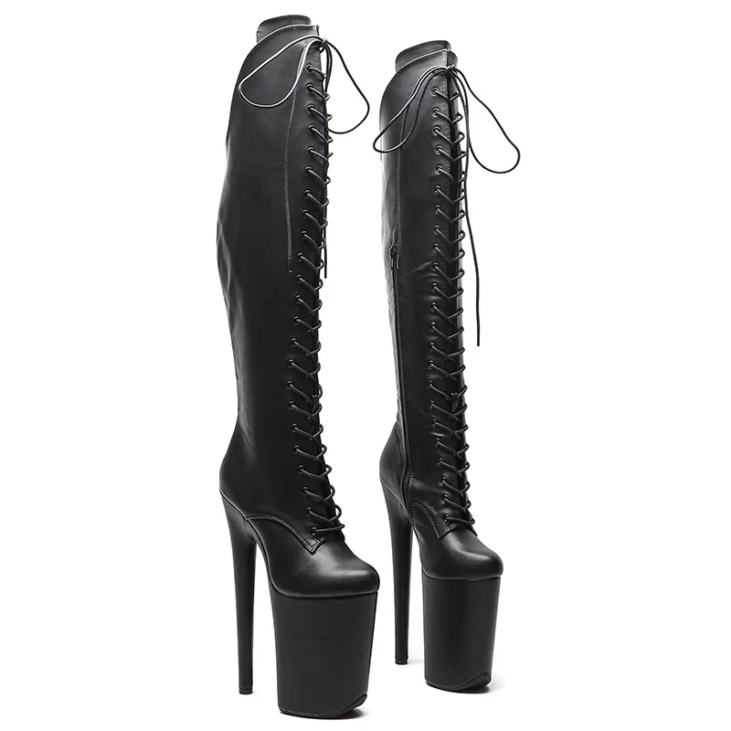 

Leecabe/23 см/9 дюймов, матовая обувь для танцев на шесте из искусственной кожи, ботинки на высоком каблуке и платформе, ботинки для танцев на пилоне с закрытым носком