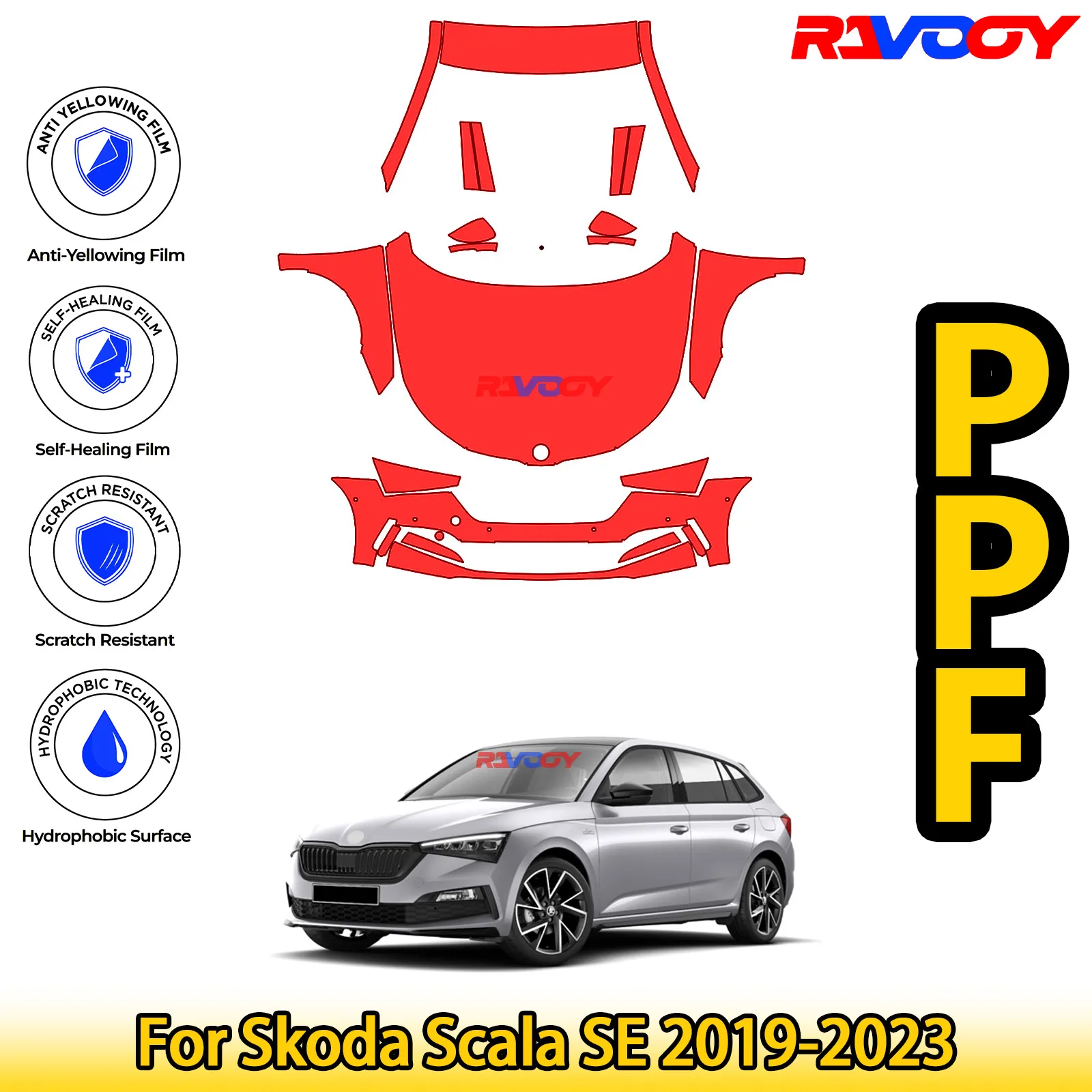 

For Skoda Scala SE 2019-2023 Glossy Matte Black Precut front PPF Kit Paint Protection Film