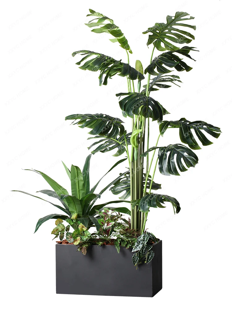 Monstera Deliciosa Micro Landscape Bionic Green Plant Indoor Living Room Fake Trees Landscaping Decoration Decoration