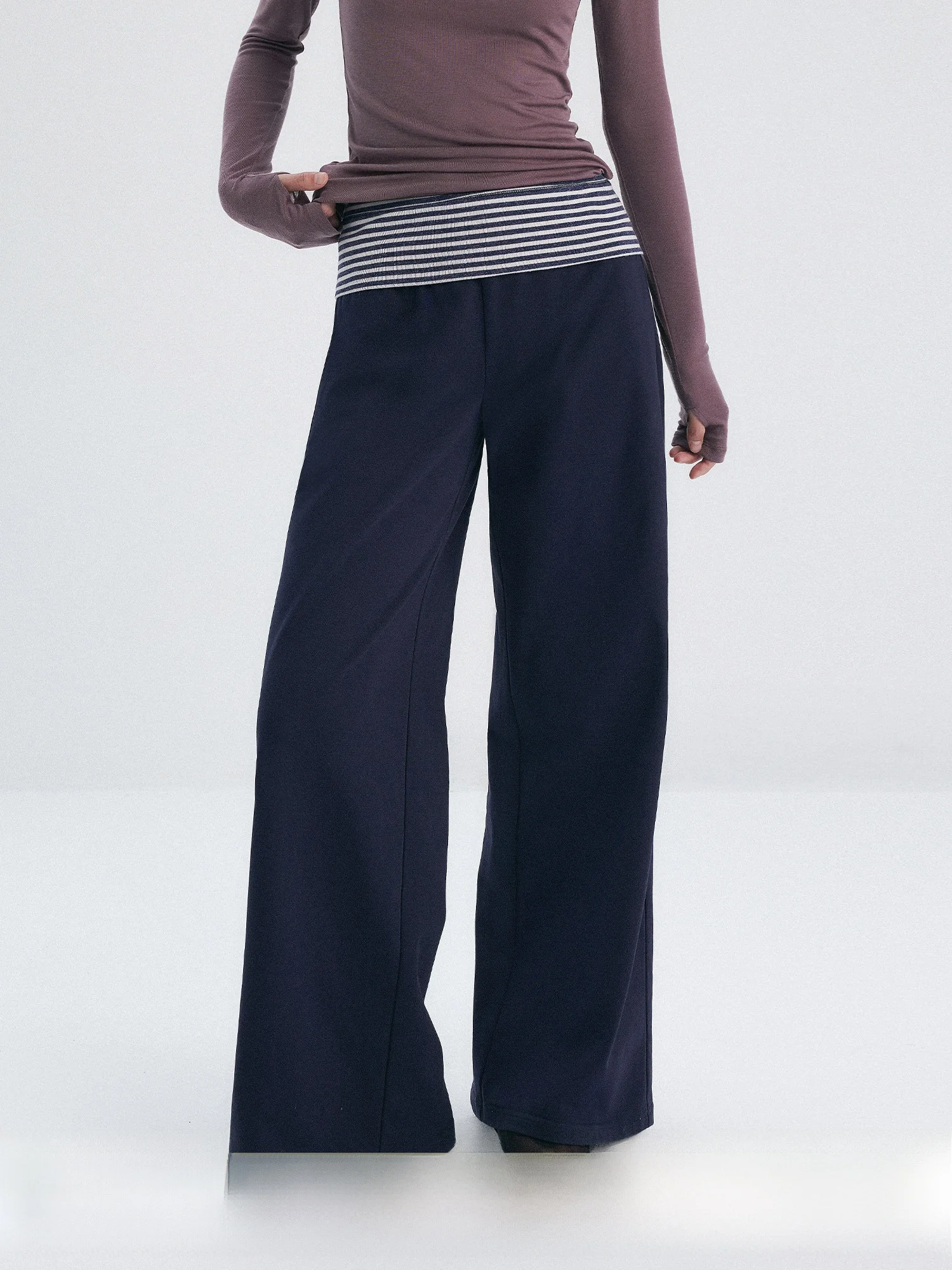 

Bymolycho Women's Casual Straight Leg Pants Stripe Splicing Wide Leg Sports Sweatpants Loose Fit Comfortable Casual Trousers