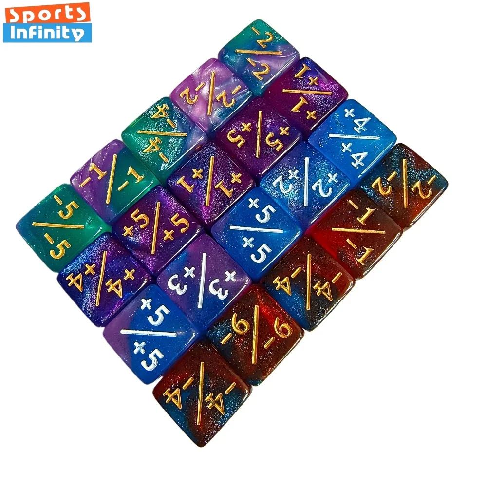 10pcs/set 16mm Dual Color Starry Sky Addition and Subtraction Symbols Dice Number Dice Game Props Board Game Dnd Dice Set