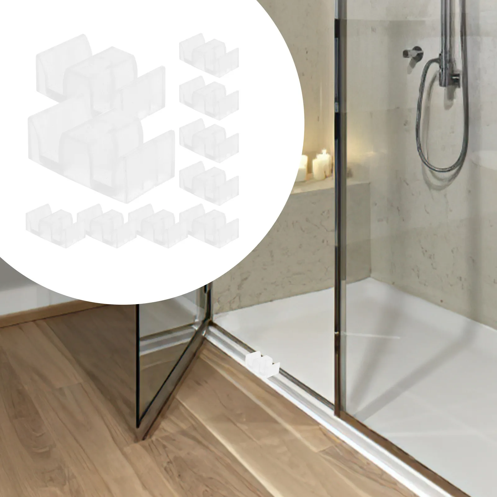 

10Pcs Sliding Shower Door Bottom Guide Plastic Bumpers for Bathroom Anti-Slip Door Limiter Track Replacement Components