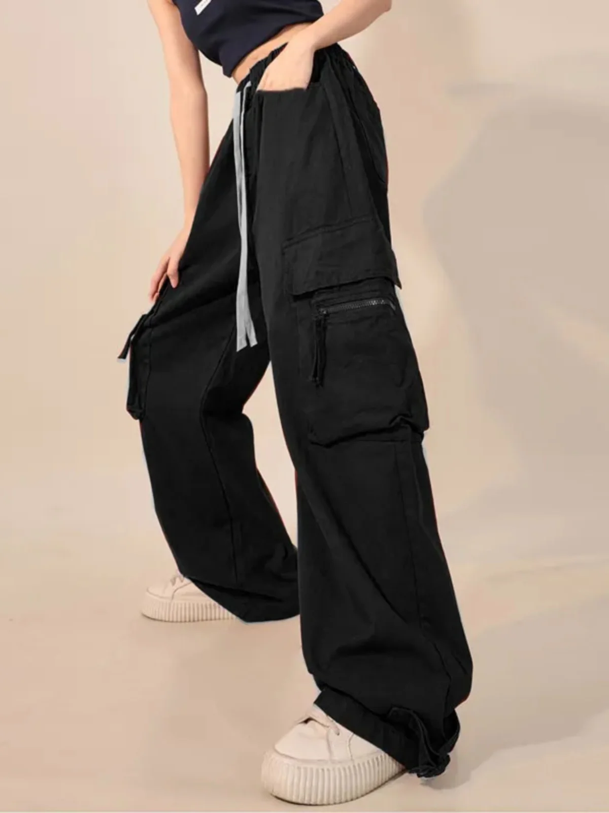 High Waist Loose Straight Leg Wide Leg Workwear Pants Women's Drapey Sports Casual Banana Pants Street Style Hip Hop
