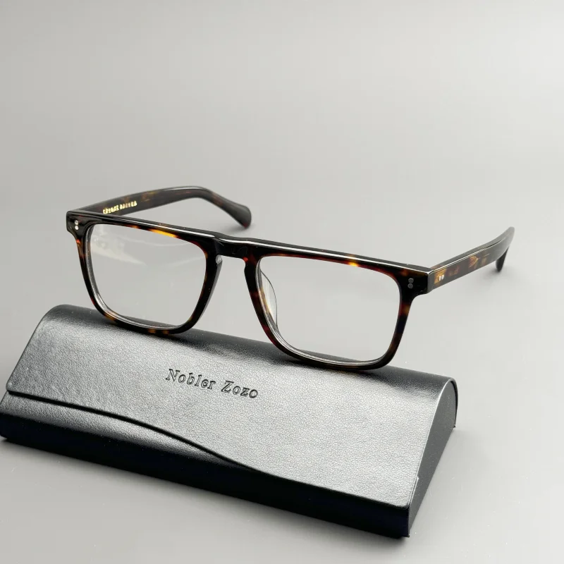 Acetate retro eyeglasses frame Men's and women's square flat eyebrow optical frames hand-made myopia prescription glasses