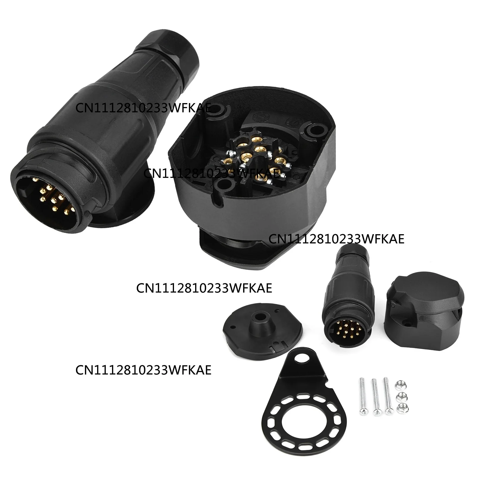 12V 13Pin Trailer Plug Socket Connector Adapter Bracket for Trailer Caravan Towing Towbar