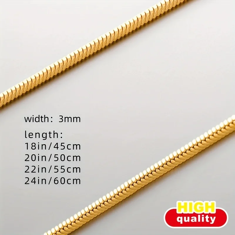 24k Gold Plated 925 Sterling Silver Round Snake Bone Necklace, suitable for all seasons, fashionable and versatile, never fades, a must-have item for fashionistas. High-end quality, durable, an ideal choice for daily wear or holiday gifts. Buy three get o