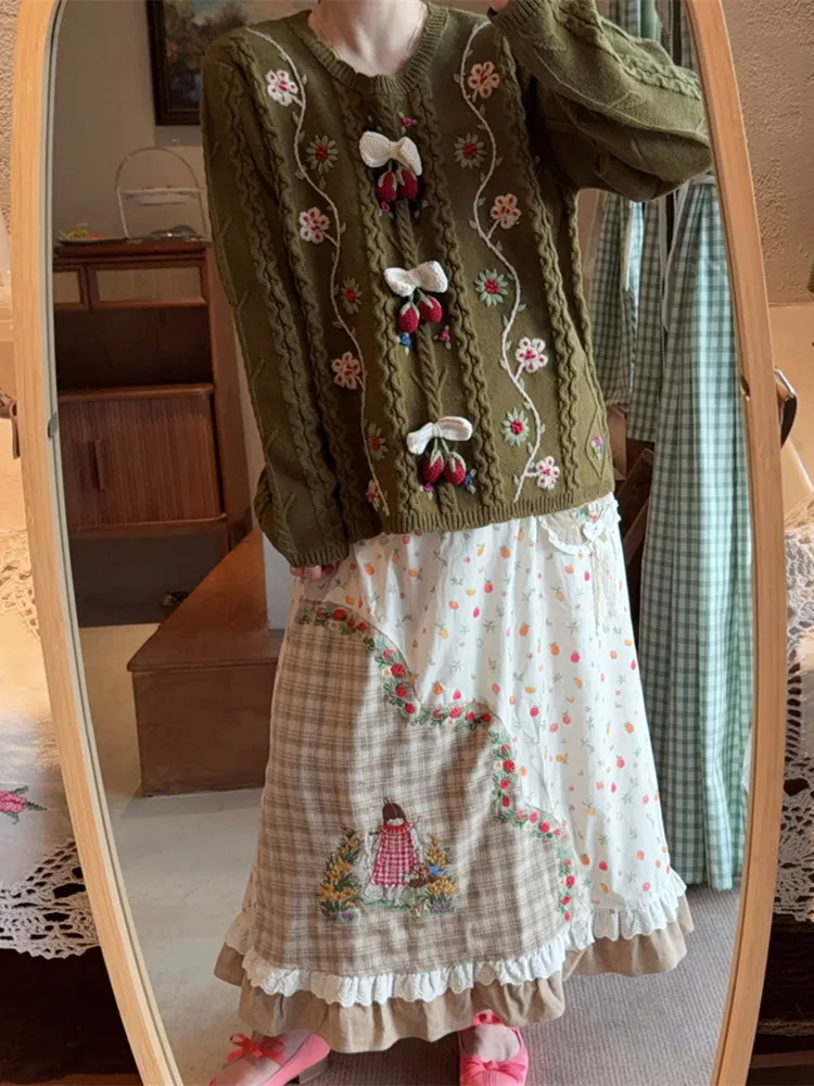 120 سنتيمتر التمثال الخريف الشتاء البلوفرات البلوزات النساء خمر أنيقة فضفاضة اليدوية الكروشيه التطريز الدافئة الصوف محبوك البلوزات #4