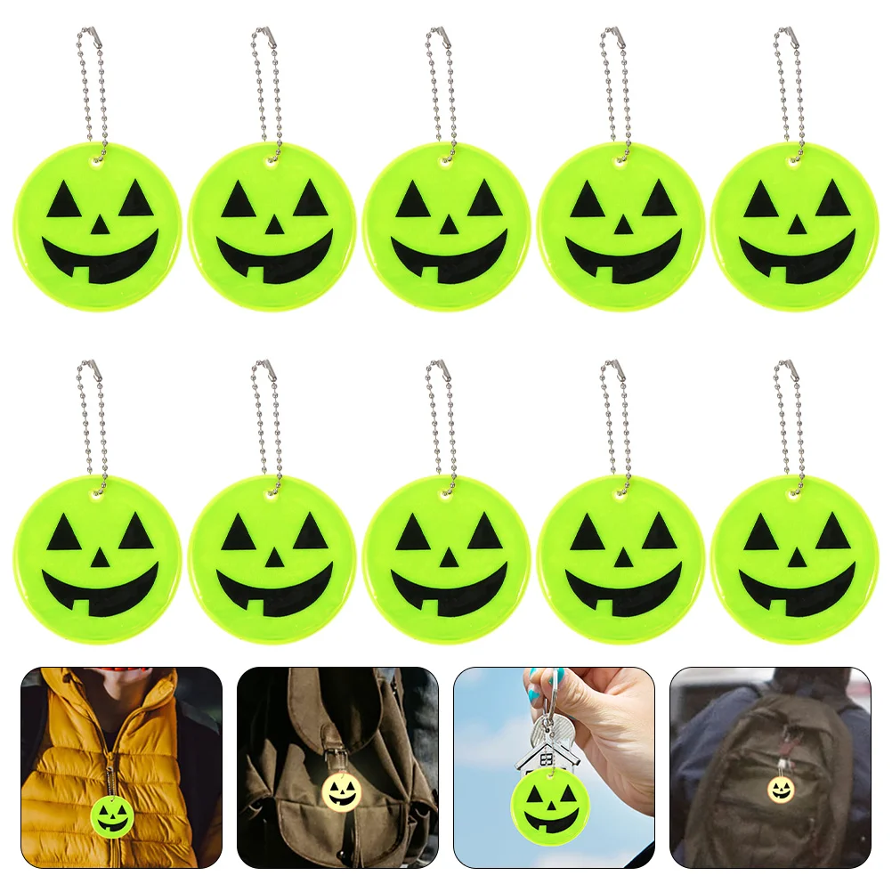 10 Pcs Halloween Pumpkin Monster Pendant Reflective Pendants Pvc Charms Decorations Cycling Ornaments