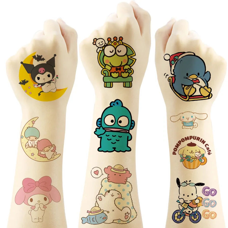 20Pcs/Set Sanrio Tattoo Stickers HelloKitty Kuromi Melody Waterproof Birthday Party Supplies Decoration Kids Gift Toys