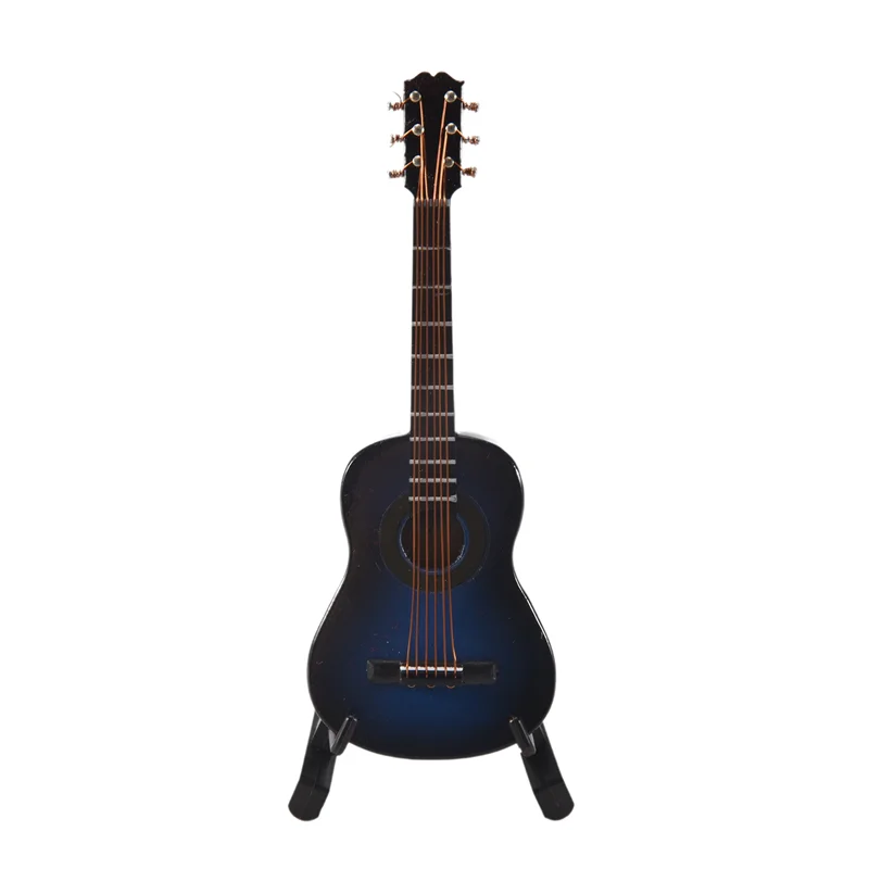 TKOH-A-Gitar Miniatur Kayu dengan Dudukan dan Casing Alat Musik Mini Model Rumah Boneka Miniatur Dekorasi Rumah Insta Mudah