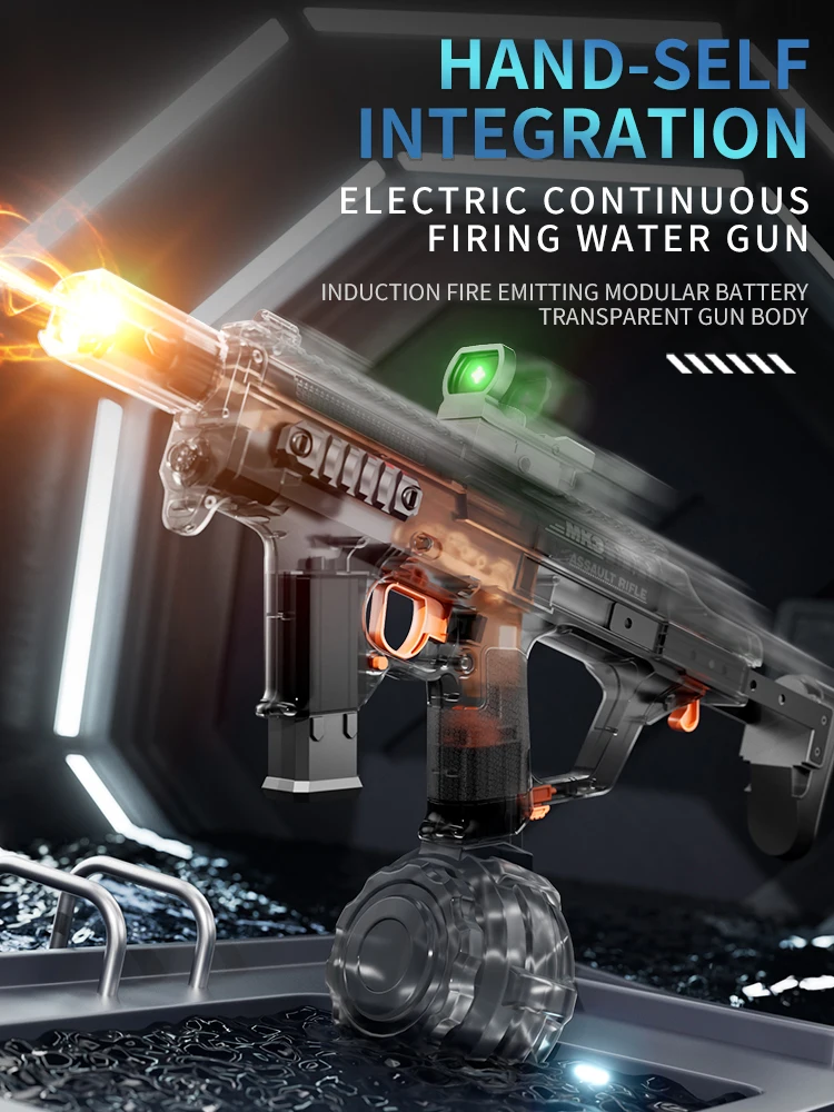 

MK3 Electric Water Gun Toy Large-capacity Cool Flash Light Absorbent Water Continuous Shooting Summer Outdoor Beach Toy for Kids