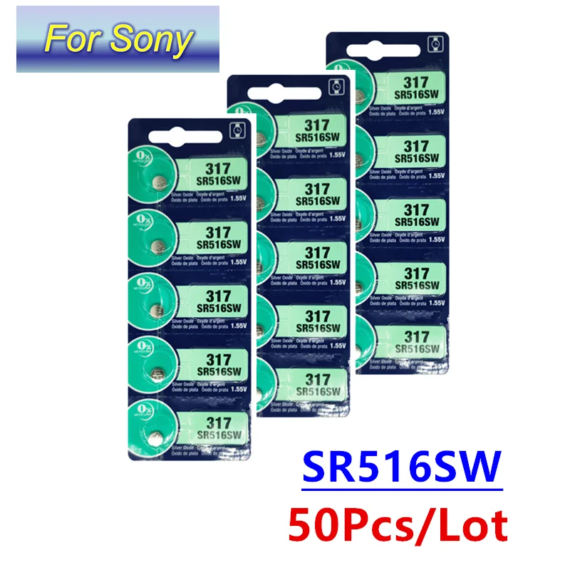 50pcs Original For Sony 317 SR516SW D317 V317 SR62 1.55V Silver Oxide Watch Battery For Scale Watch Swiss Made Button Coin Cell