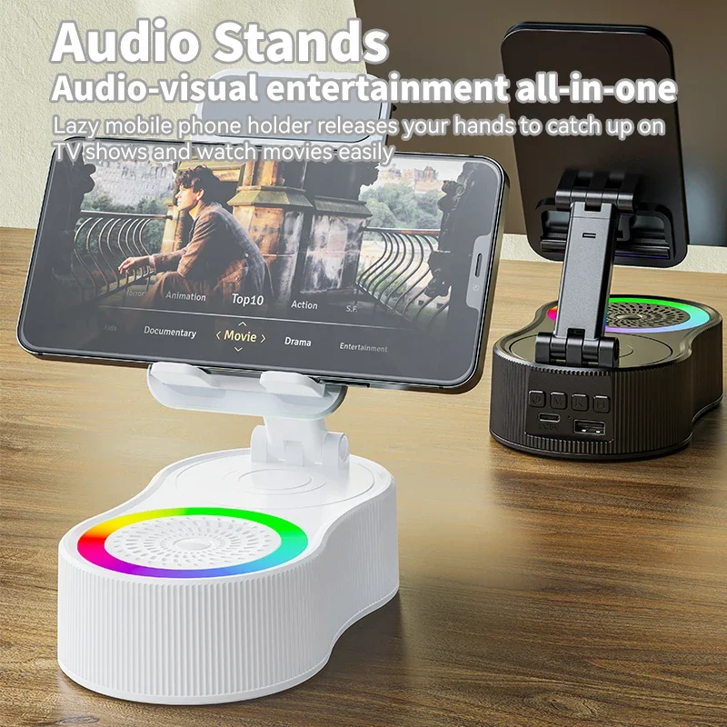 Altavoz Bluetooth de áudio sem fio con carga de emergencia, soporte para teléfono, banco de energia con luz ambiental colori