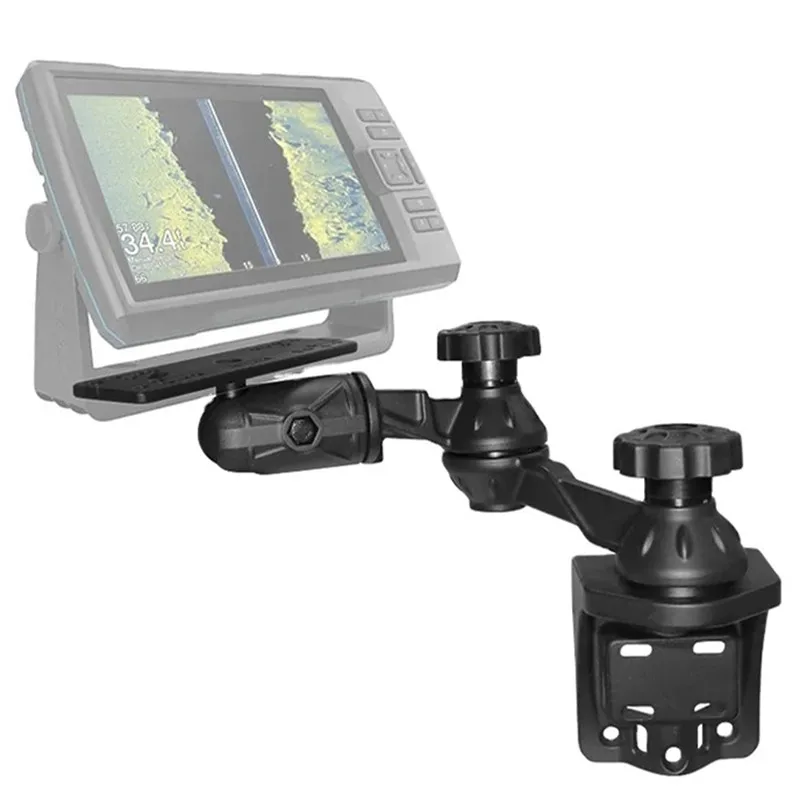 Vertical Base Mount with Double Swing Arm and Horizontal Electronics Base for Garmin Lowrance Humminbird Raymarine