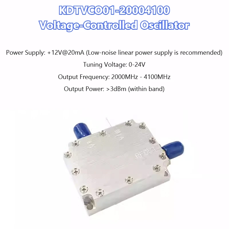 

KDTVCO01-20004100 Модуль генератора с управлением напряжением VCO 2000M-4100M Полоса пропускания PLL Генератор S-диапазон RF Источник