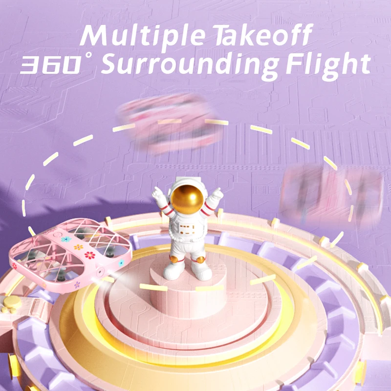 H107 Pink Mini Drone 8K High-definition Aerial Photography Remote Control Plane Drone Small Quadcopters Toy for Boys Girls Gift