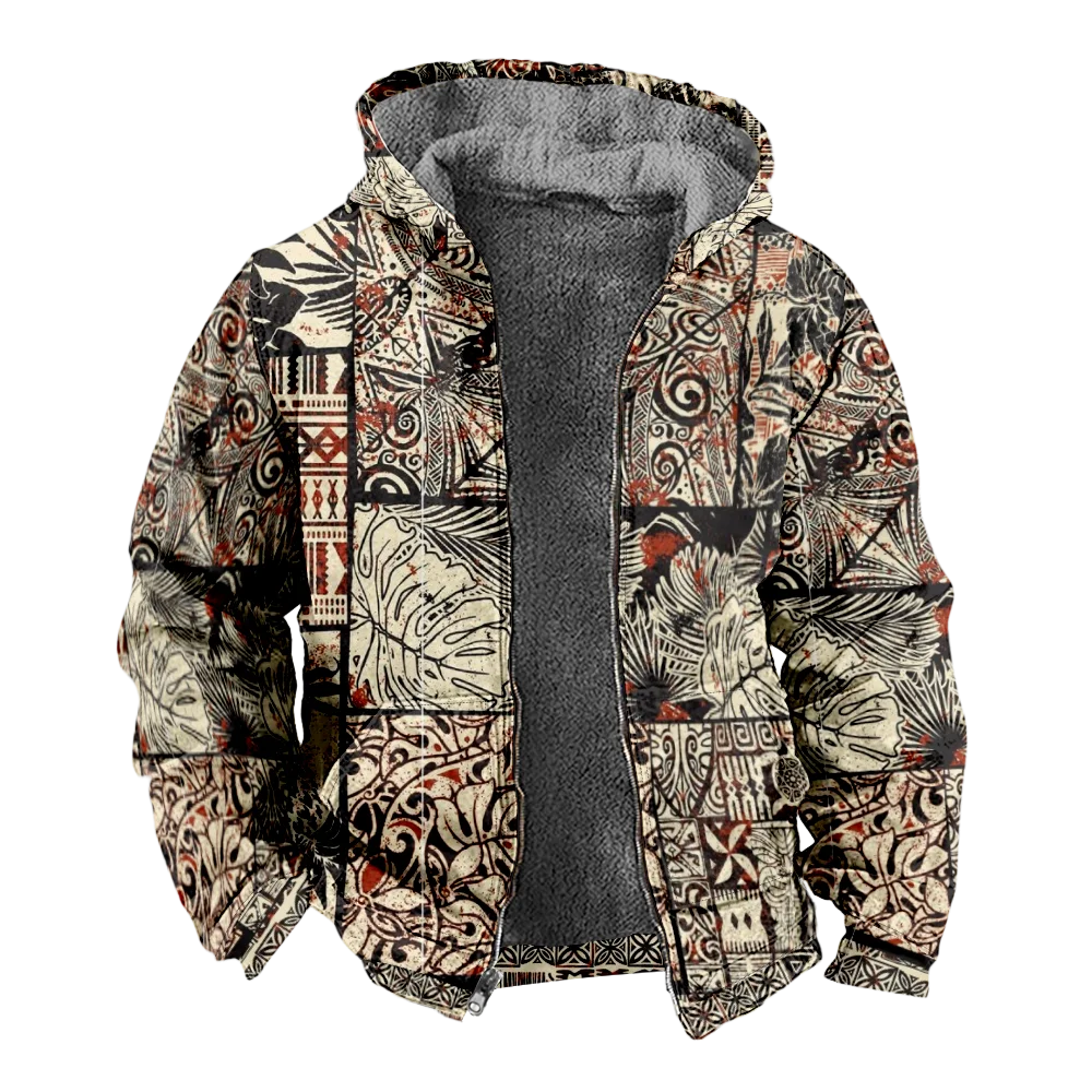 Men's Winter Jackets Coats,vintage bohemian style Pattern Cotton Clothes Overcoat Durable HIP HOP CASUAL