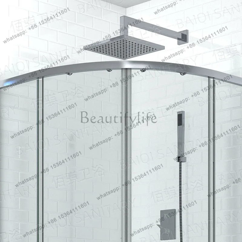 New arc fan shower room bathroom glass screen partition toilet