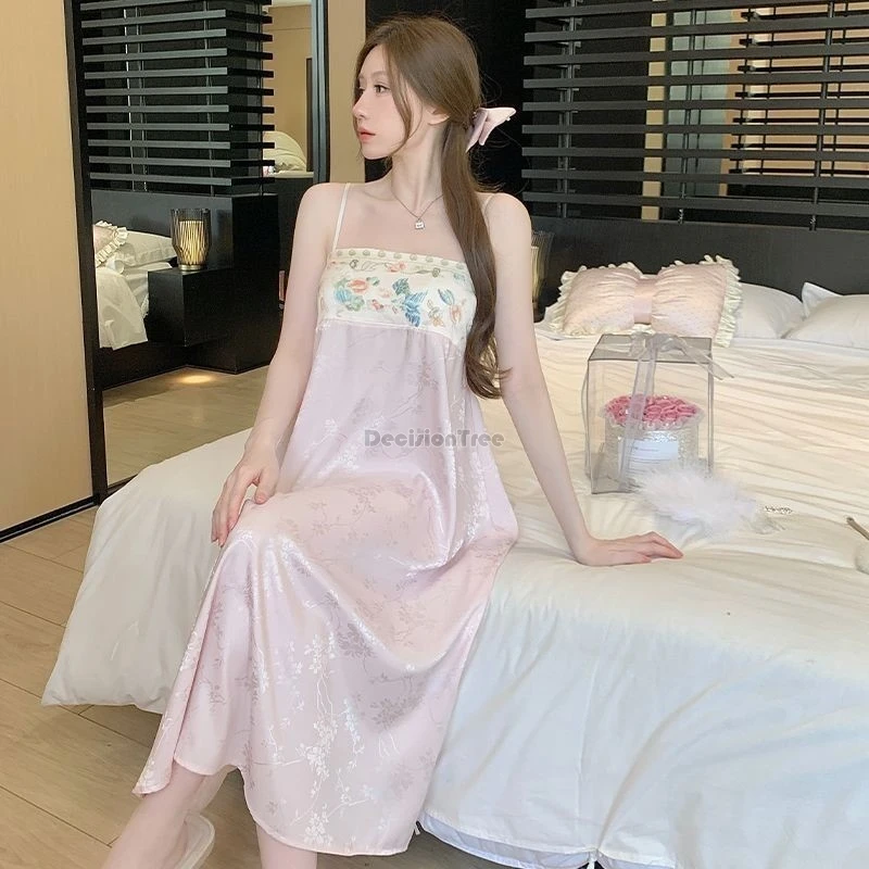 2026 new women's new chinese style sleeping skirt 2-piece set female breathable printed pajamas female summer loose home clothes