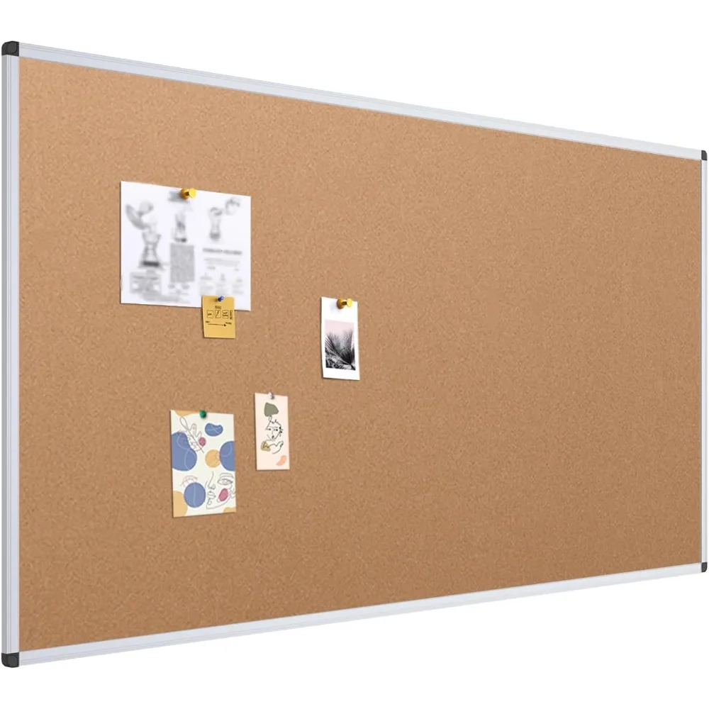 

Large Cork Bulletin Board, 96 X 48 Inches, Wall-Mounted Corkboard with Silver Aluminium Frame for School, Office, and Home.