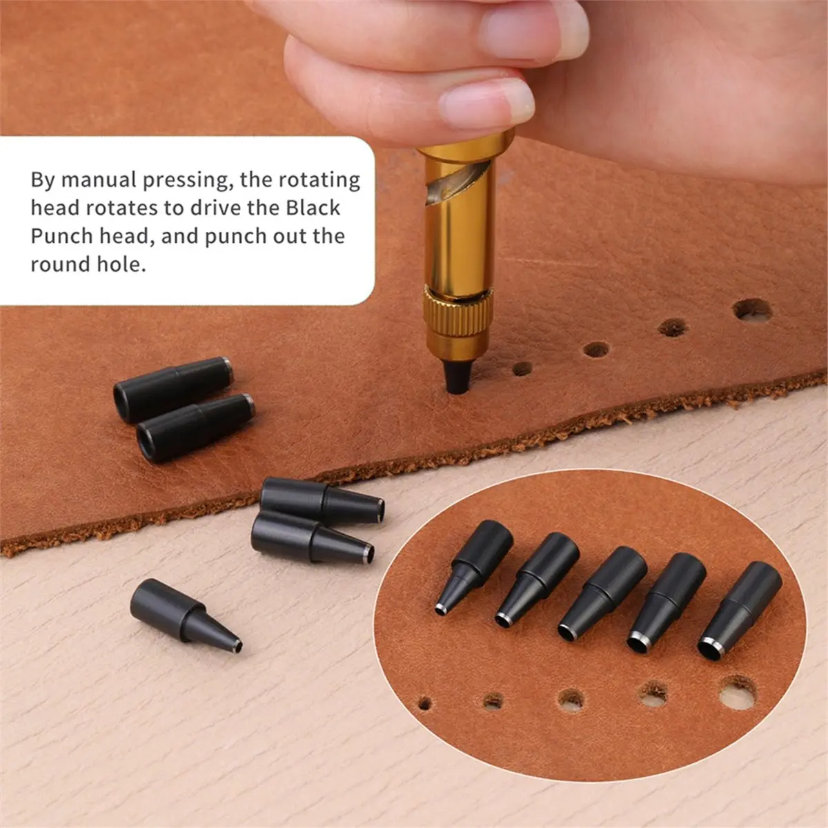Utility Design Automatic Interchangeable Heads Hole Punch Tool Hole Punch Punch Round Leather Craft Chisel DIY Leather Tools