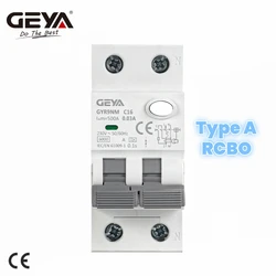 GEYA GYR9NM Type A RCBO MCB Leakage Protector RCBO 2P 4P Overload Short Circuit Protection Residual Current Circuit Breaker
