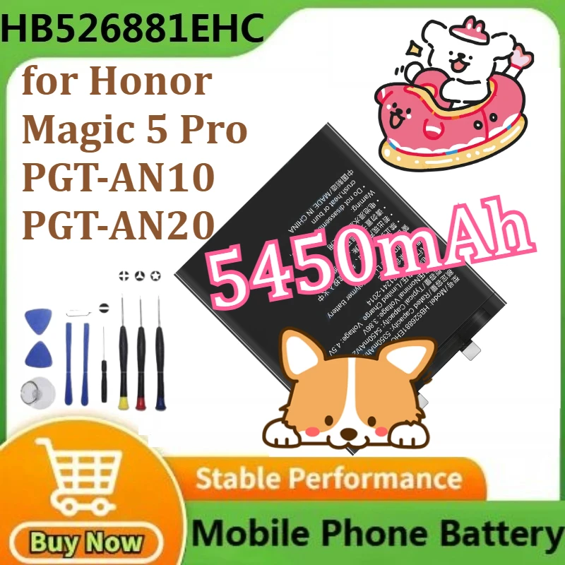 

New HB526881EHC Battery for Honor Magic 5 Pro PGT-AN10 PGT-AN20 High Quality Mobile Phone Batteries 5450mAh+Tools