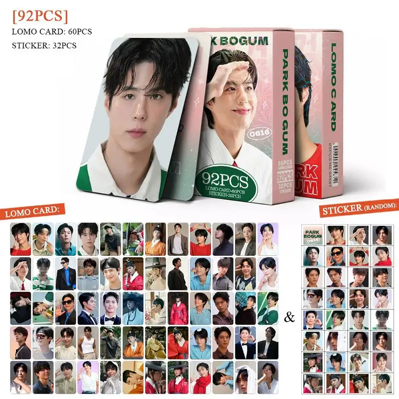 92Pcs Park Bo Gum Lomo Cards Set 60 HD Portrait Photocards 32 Mini Stickers Korean Actor Photo Card Pack  Gifts For Fans