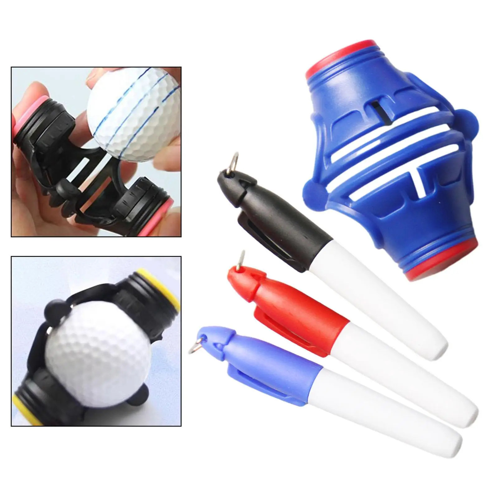 Golf Ball Marking Stencil Three Line Drawer Tool Plastic Kit with Pens for Putting Alignment Training