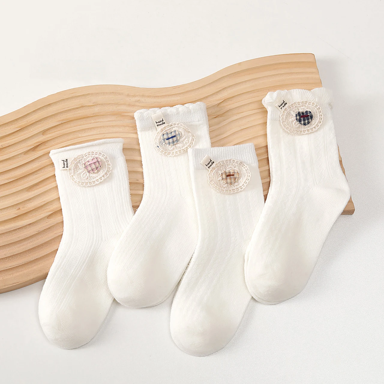 Baby White Cotton Sock Cute Cartoon Toddler Mid Tube Socks Loose Mouth Kids Calf Sock Thin Breathable Summer Footwear 0-3Year
