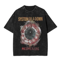 Camisetas lavadas en roca, ropa de calle, camiseta de Hip Hop, camiseta del sistema de un solo abajo para hombres y mujeres, 100% de algodón con estampado Harajuku