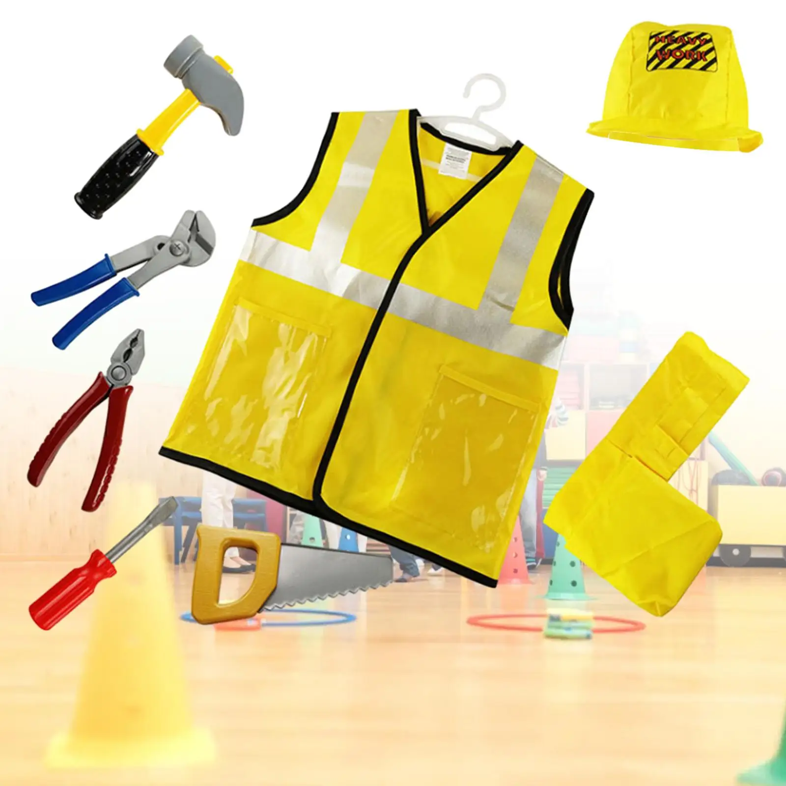 Construction Worker Costume Pretend Play Construction Tool for Parties